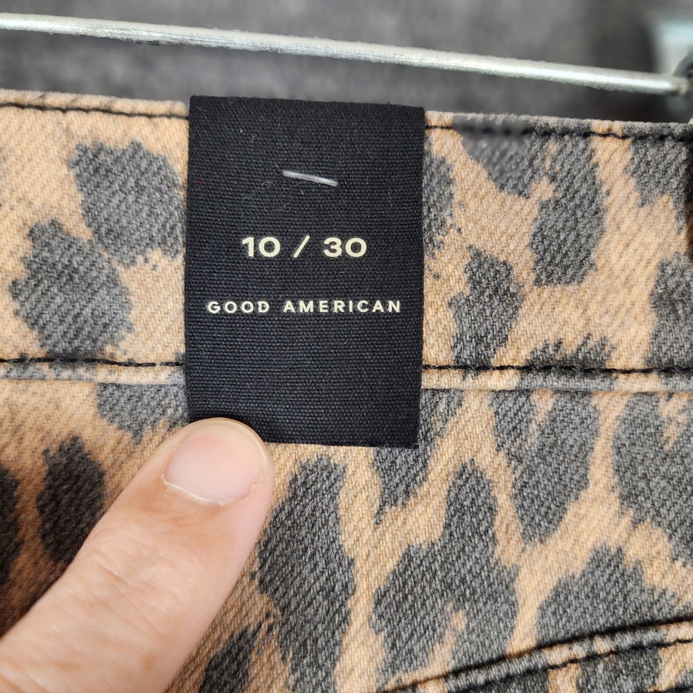 Good American Good Standard Kick Flare Jeans Lucky Leopard High Rise 10/30 - Picture 7 of 15